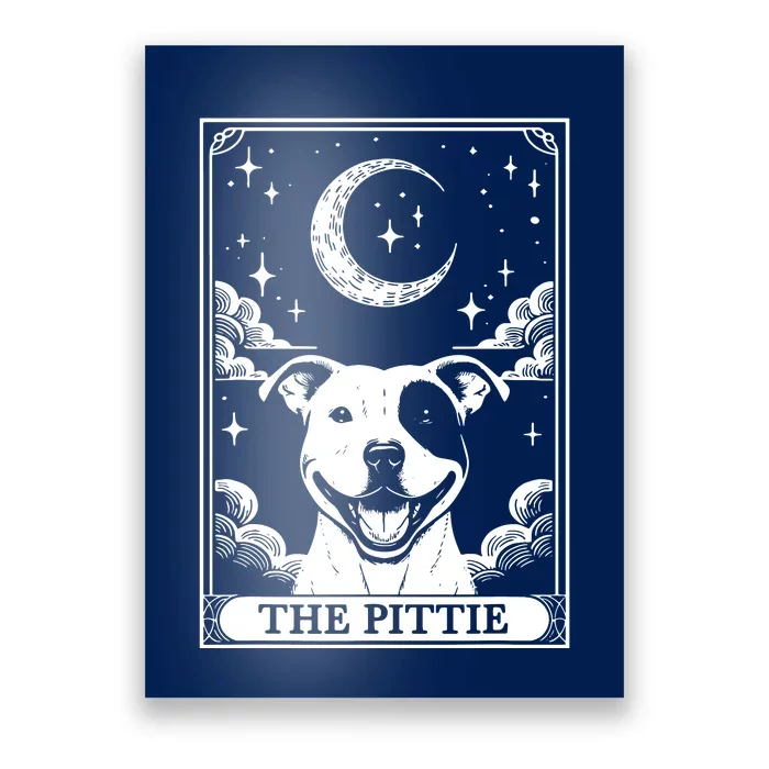 Tarot Card Vintage Crescent Moon Pit Bull Dog Pittie Mom Poster