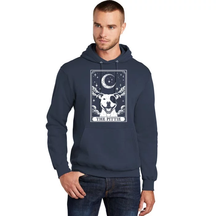 Tarot Card Vintage Crescent Moon Pit Bull Dog Pittie Mom Tall Hoodie