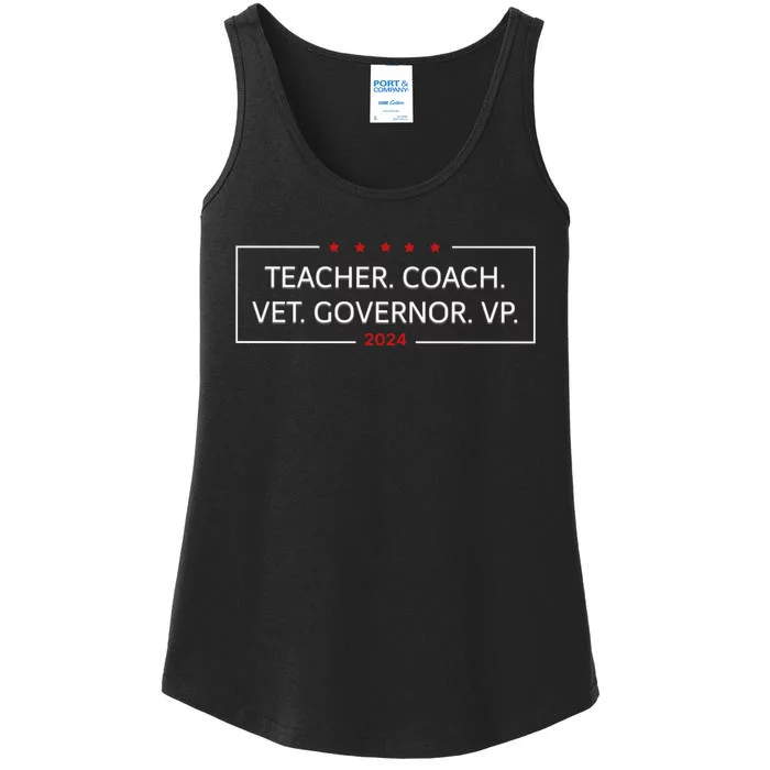 Teacher. Coach. Vet. Governor. Vp. Vote Kamala Ladies Essential Tank