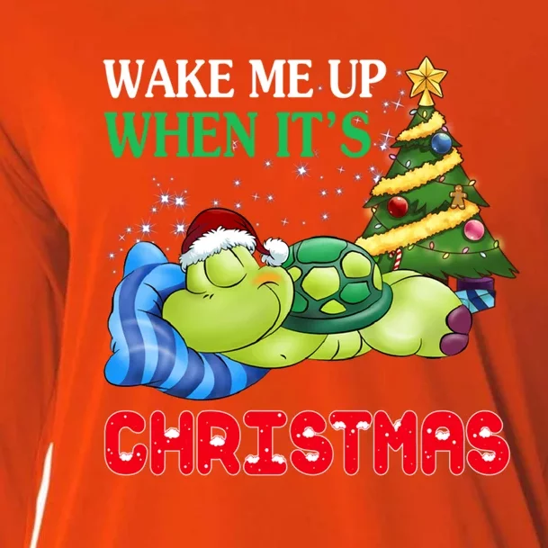 Turtle Christmas Wake Me Up When ItS Christmas Turtle Lover Gift Cooling Performance Long Sleeve Crew