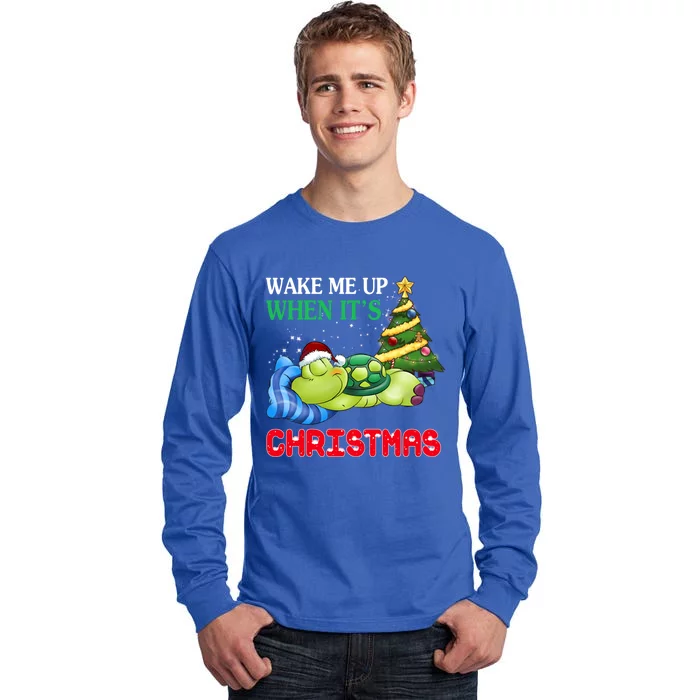 Turtle Christmas Wake Me Up When ItS Christmas Turtle Lover Gift Tall Long Sleeve T-Shirt