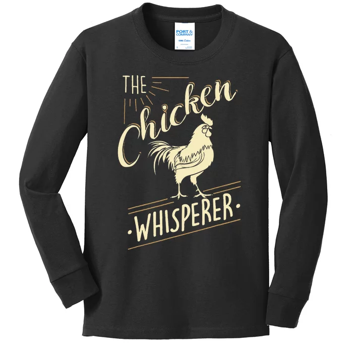 The Chicken Whisperer Funny Chicken Lover Farming Kids Long Sleeve Shirt