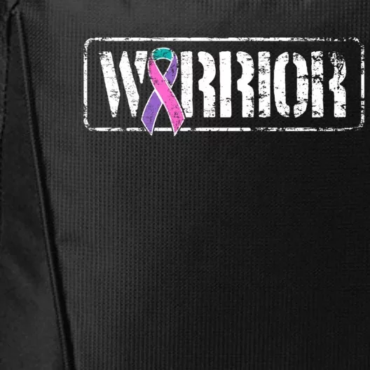 Thyroid Cancer Warrior Gift Military Style Awareness Ribbon Gift City Backpack