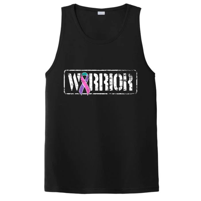 Thyroid Cancer Warrior Gift Military Style Awareness Ribbon Gift Performance Tank