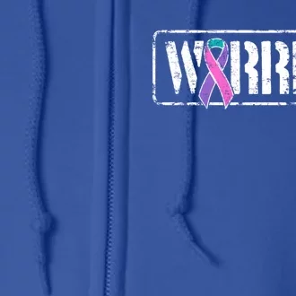 Thyroid Cancer Warrior Gift Military Style Awareness Ribbon Gift Full Zip Hoodie