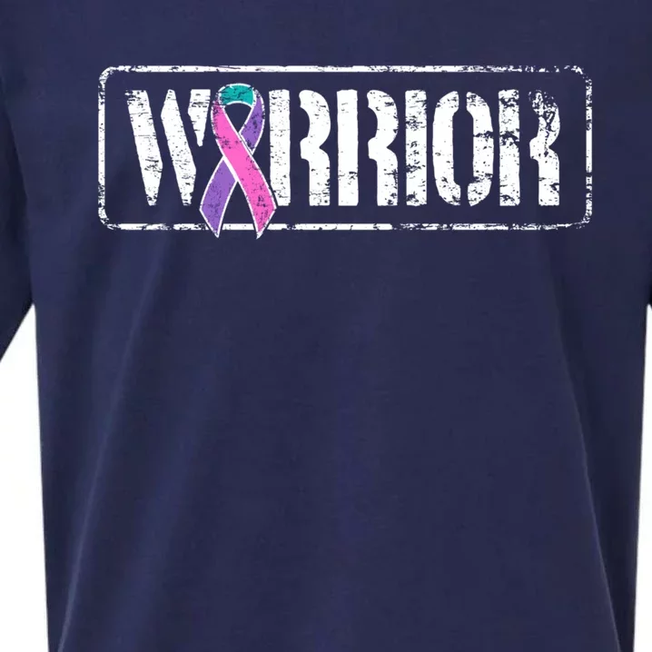 Thyroid Cancer Warrior Gift Military Style Awareness Ribbon Gift Sueded Cloud Jersey T-Shirt