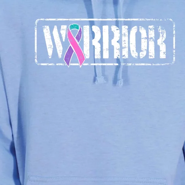 Thyroid Cancer Warrior Gift Military Style Awareness Ribbon Gift Unisex Surf Hoodie