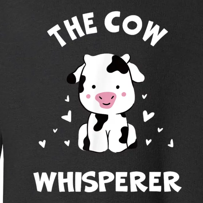 The Cow Whisperer Cute Black And White Resting Cow Toddler Sweatshirt