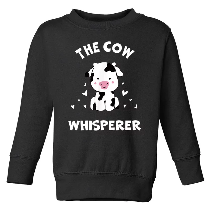 The Cow Whisperer Cute Black And White Resting Cow Toddler Sweatshirt