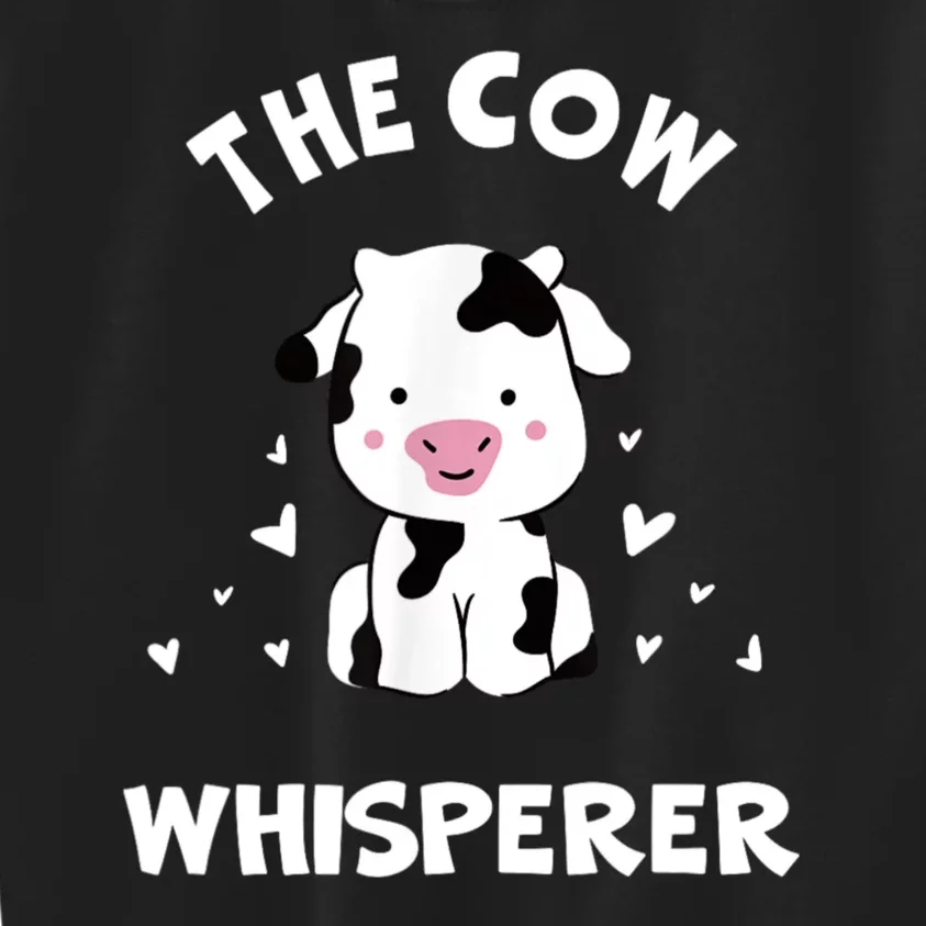 The Cow Whisperer Cute Black And White Resting Cow Kids Sweatshirt