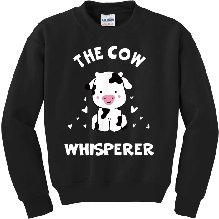 The Cow Whisperer Cute Black And White Resting Cow Kids Sweatshirt