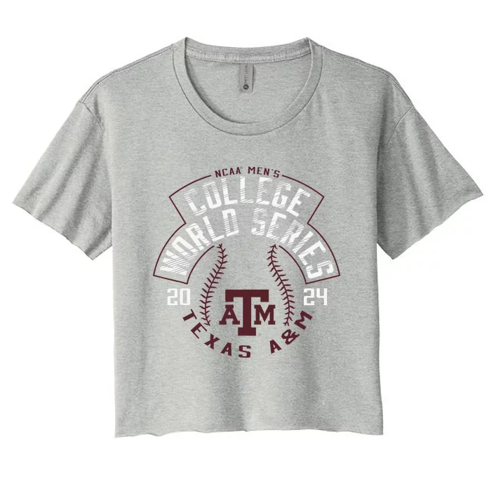 Texas College World 2024 Baseball Women's Crop Top Tee