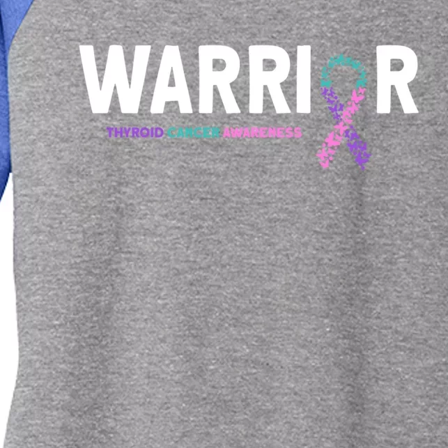 Thyroid Cancer Warrior Thyroid Cancer Awareness Gift Women's Tri-Blend 3/4-Sleeve Raglan Shirt