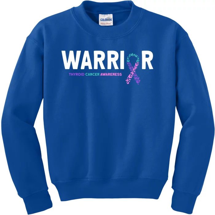 Thyroid Cancer Warrior Thyroid Cancer Awareness Gift Kids Sweatshirt