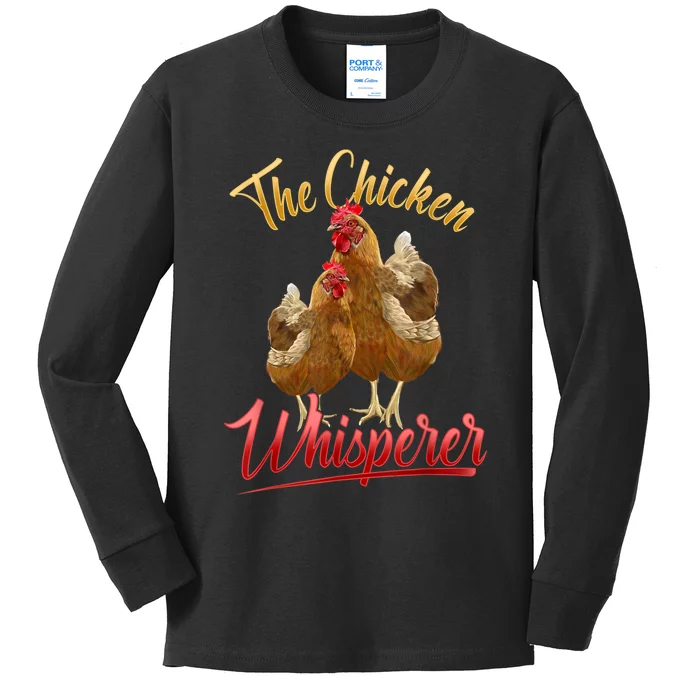 The Chicken Whisperer Funny Chicken Lover Farming Kids Long Sleeve Shirt