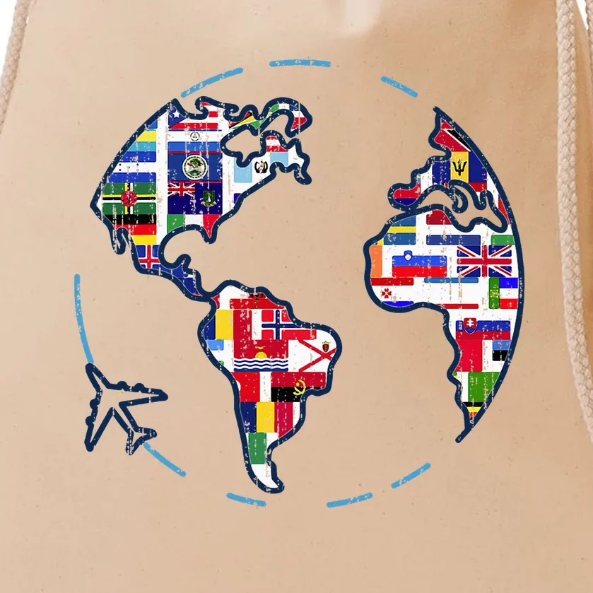 Traveler Countries World Flags International World Map Drawstring Bag