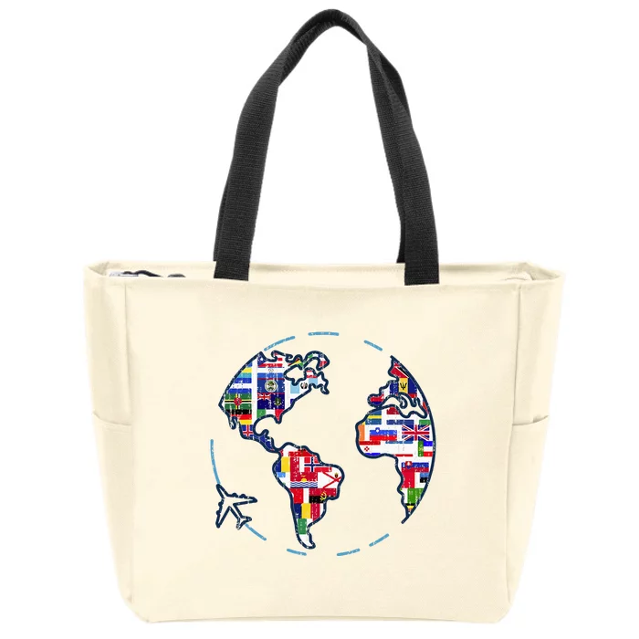 Traveler Countries World Flags International World Map Zip Tote Bag