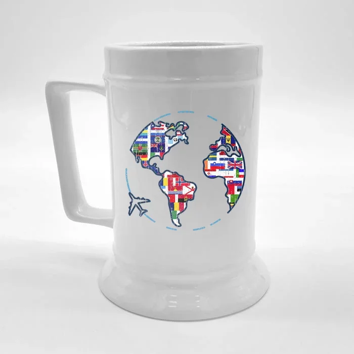 Traveler Countries World Flags International World Map Front & Back Beer Stein