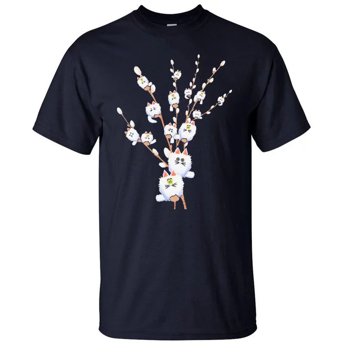 Tree Cat Willow Buds Flowers Tree Tall T-Shirt