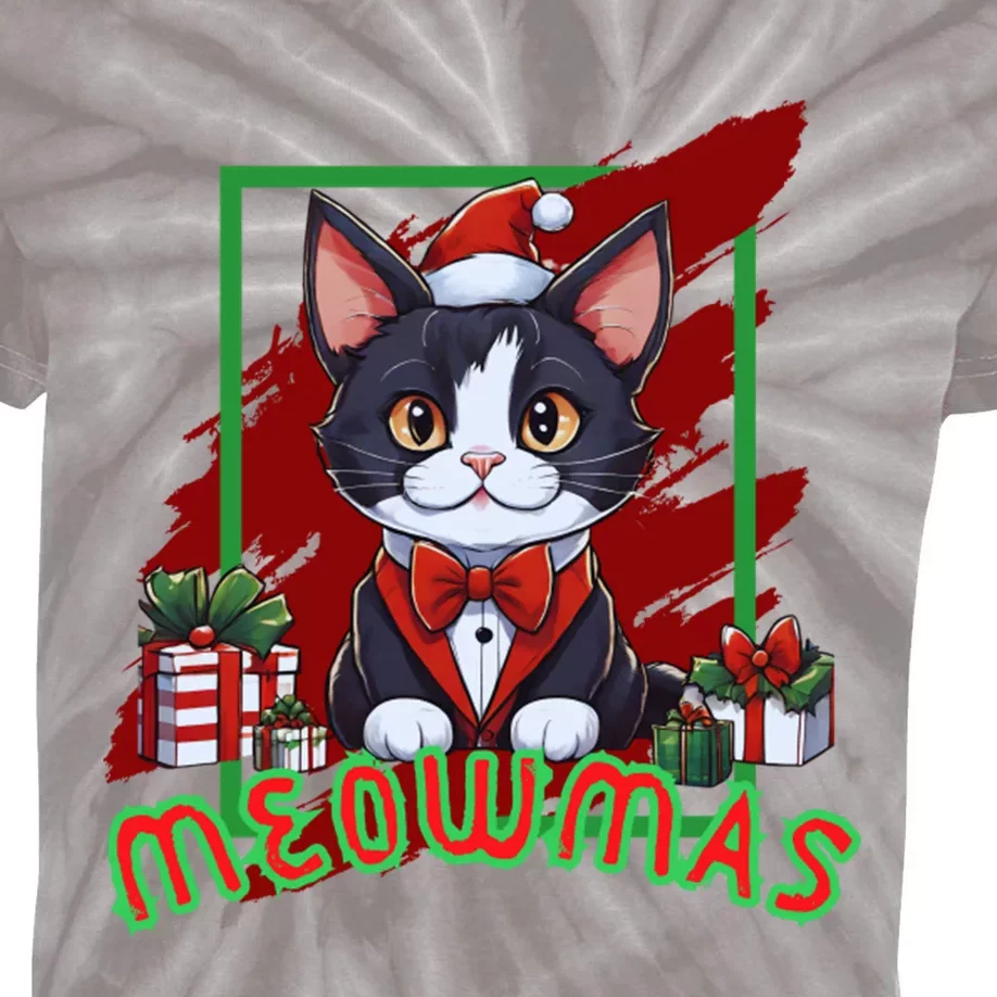 Tuxedo Cat With Christmas Gifts Meowmas. Kids Tie-Dye T-Shirt