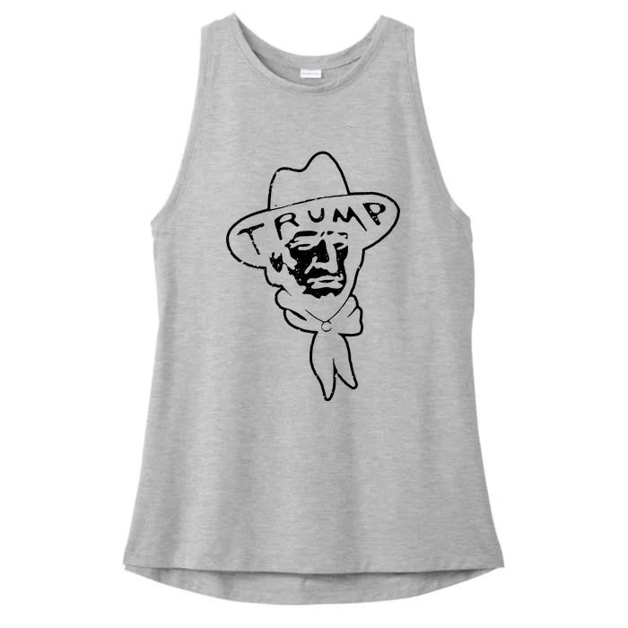 Trump Cowboy Western Donald Trump Cowboy Trump Ladies Tri-Blend Wicking Tank