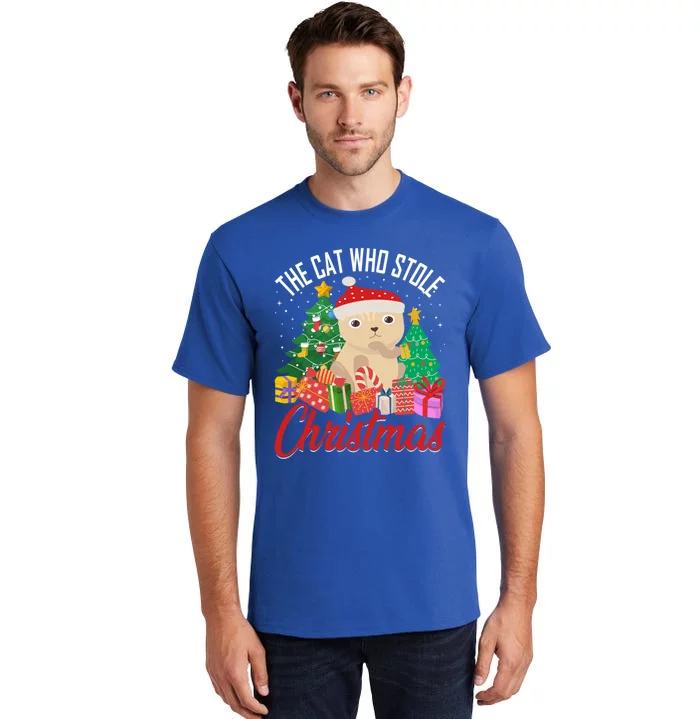 The Cat Who Stole Christmas Funny Cat Lover Pun Gift Tall T-Shirt