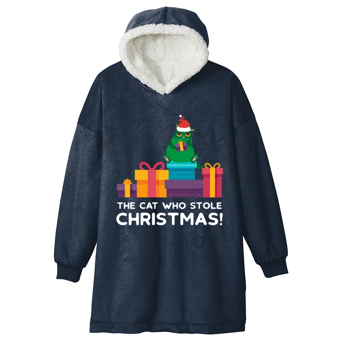 The Cat Who Stole Christmas Funny Xmas Kitten Feline Meaningful Gift Hooded Wearable Blanket