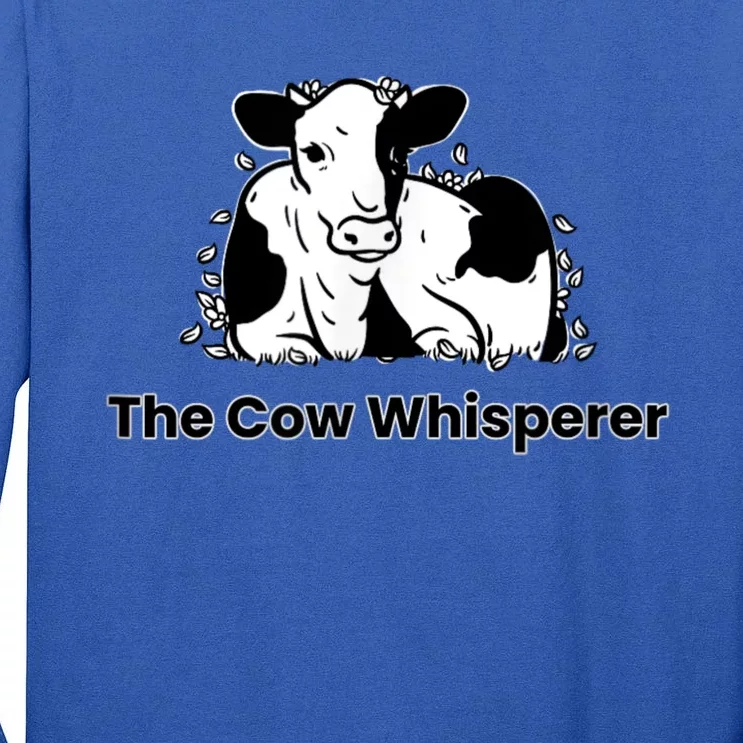 The Cow Whisperer Cute Black And White Resting Cow Tall Long Sleeve T-Shirt