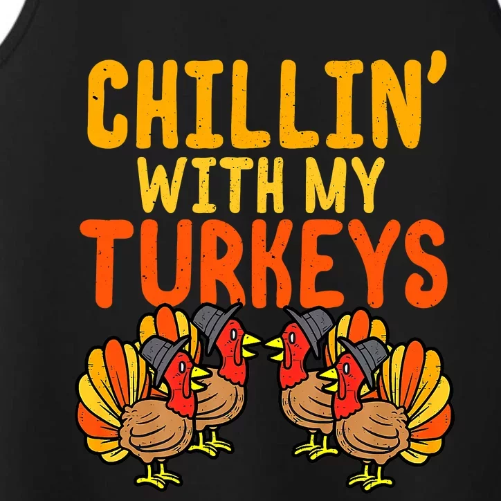 Thanksgiving Chillin With My Turkeys Funny Boys Performance Tank