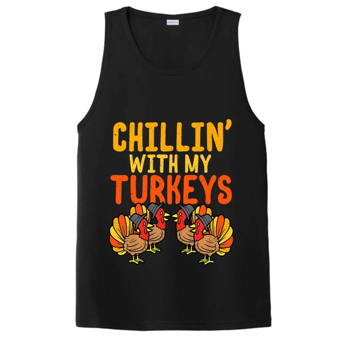 Thanksgiving Chillin With My Turkeys Funny Boys Performance Tank