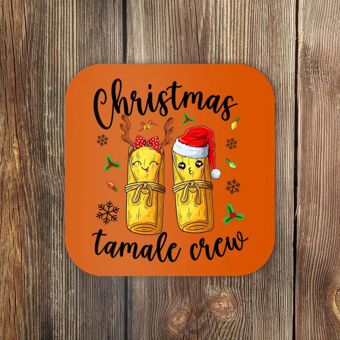 Tamale Crew With Santa Hat Funny Mexican Christmas Coaster