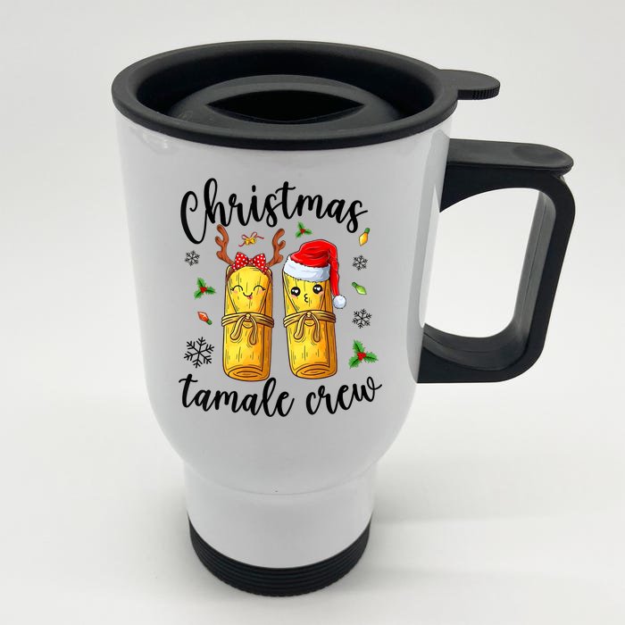 Tamale Crew With Santa Hat Funny Mexican Christmas Front & Back Stainless Steel Travel Mug