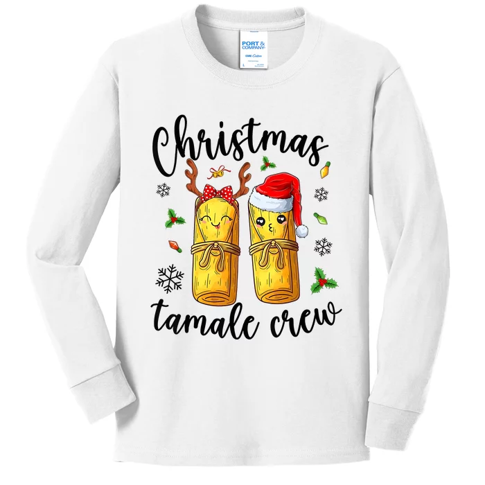 Tamale Crew With Santa Hat Funny Mexican Christmas Kids Long Sleeve Shirt