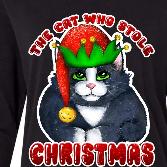 The Cat Who Stole Christmas Cat Merry Catmas Cool Gift Womens Cotton Relaxed Long Sleeve T-Shirt