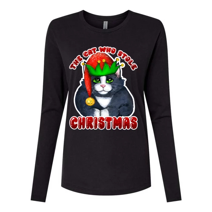 The Cat Who Stole Christmas Cat Merry Catmas Cool Gift Womens Cotton Relaxed Long Sleeve T-Shirt