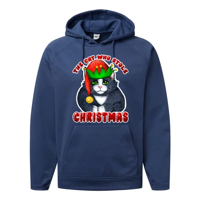 The Cat Who Stole Christmas Cat Merry Catmas Cool Gift Performance Fleece Hoodie