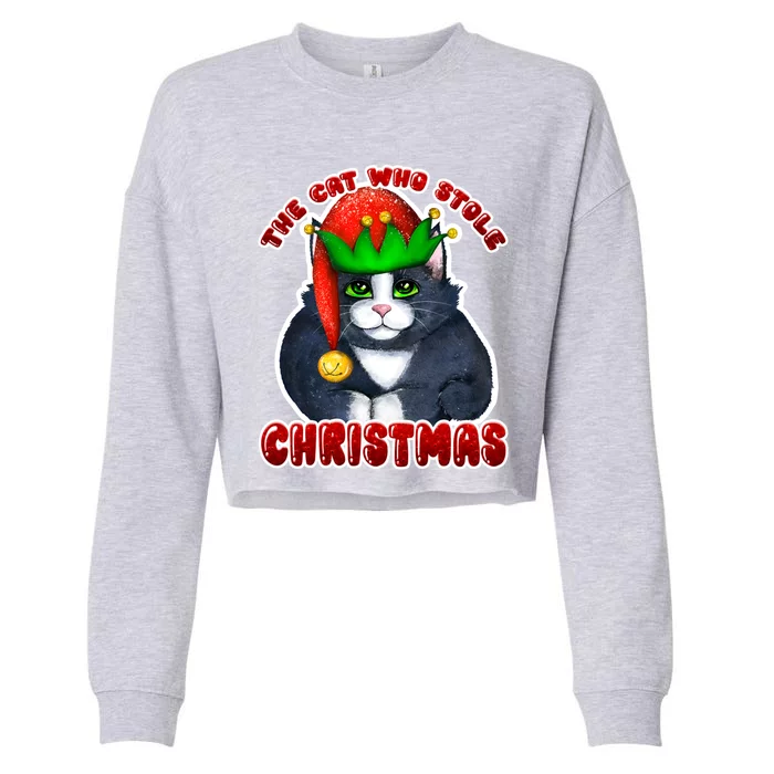 The Cat Who Stole Christmas Cat Merry Catmas Cool Gift Cropped Pullover Crew