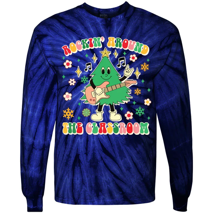 Teacher Christmas Xmas Vibes Tie-Dye Long Sleeve Shirt