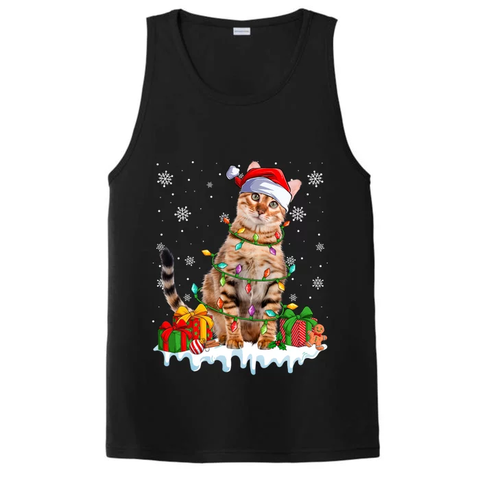 Toyger Cat Xmas Light Christmas Kitten Lover Great Gift Performance Tank