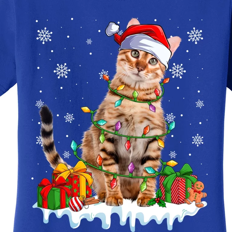 Toyger Cat Xmas Light Christmas Kitten Lover Great Gift Women's T-Shirt