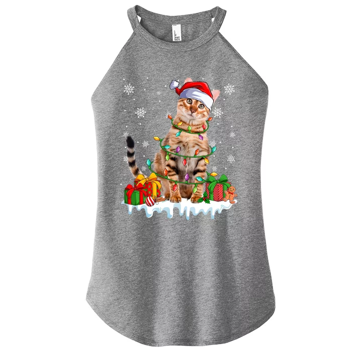 Toyger Cat Xmas Light Christmas Kitten Lover Great Gift Women’s Perfect Tri Rocker Tank