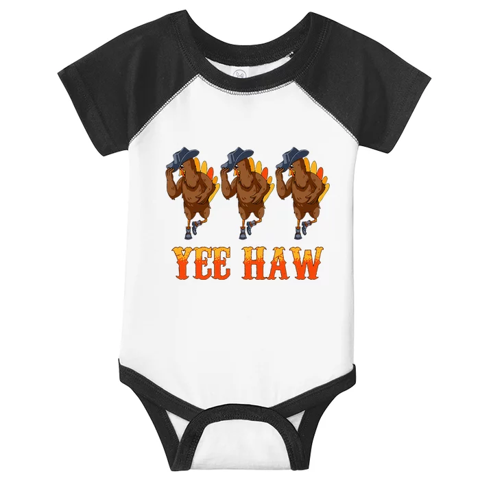 Turkey Cowboy Yeehaw Thanksgiving Day Rodeo Western Cowgirl Infant Baby Jersey Bodysuit