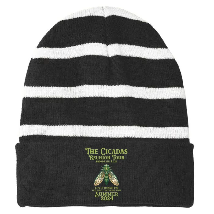 The Cicada Year Reunion U.S Entomology Cicada 2024 Striped Beanie with Solid Band