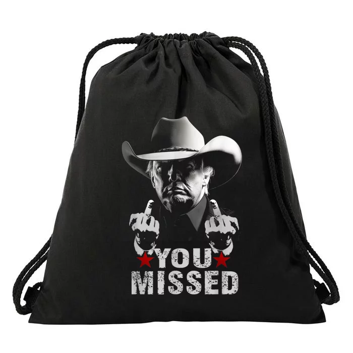 Trump Cowboy You Missed Drawstring Bag