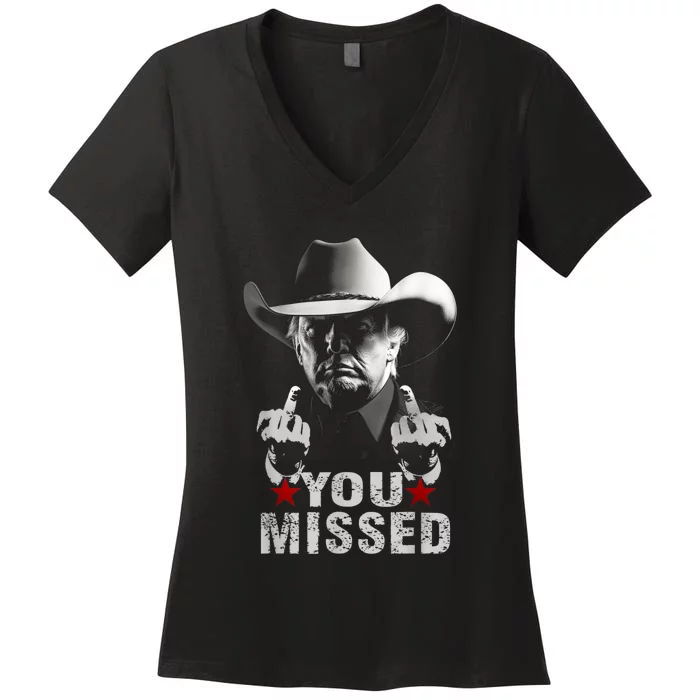 Trump Cowboy You Missed Women's V-Neck T-Shirt