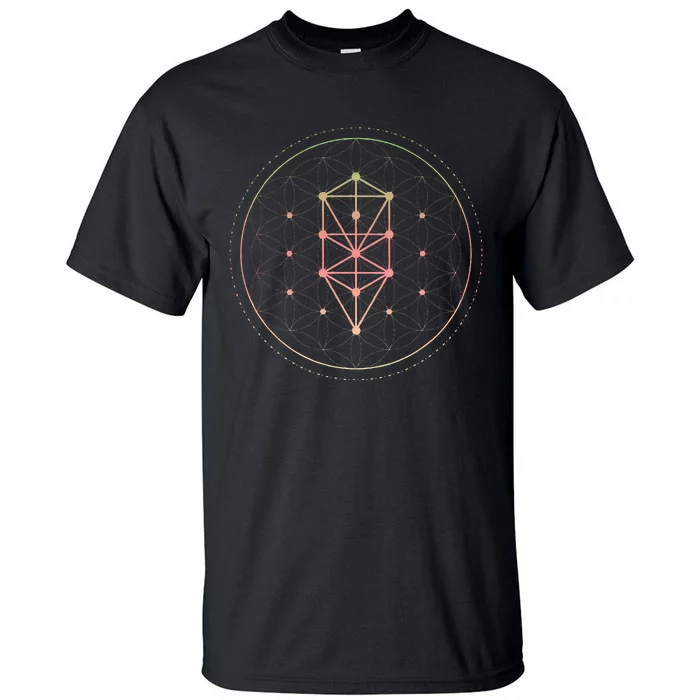 Trippy Cool Yoga Sacred Geometry Geometric Repeating Circles Tall T-Shirt