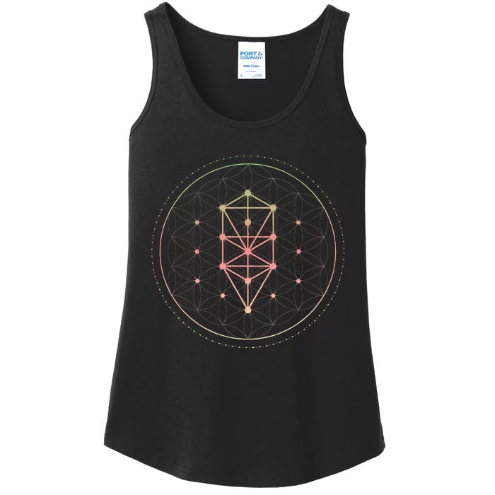 Trippy Cool Yoga Sacred Geometry Geometric Repeating Circles Ladies Essential Tank