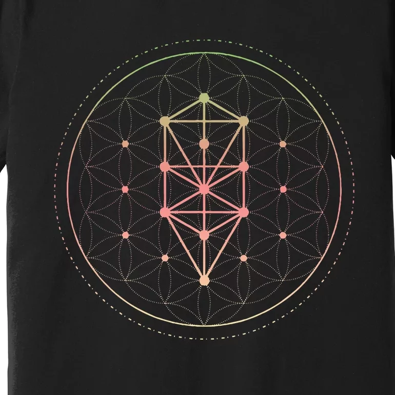 Trippy Cool Yoga Sacred Geometry Geometric Repeating Circles Premium T-Shirt