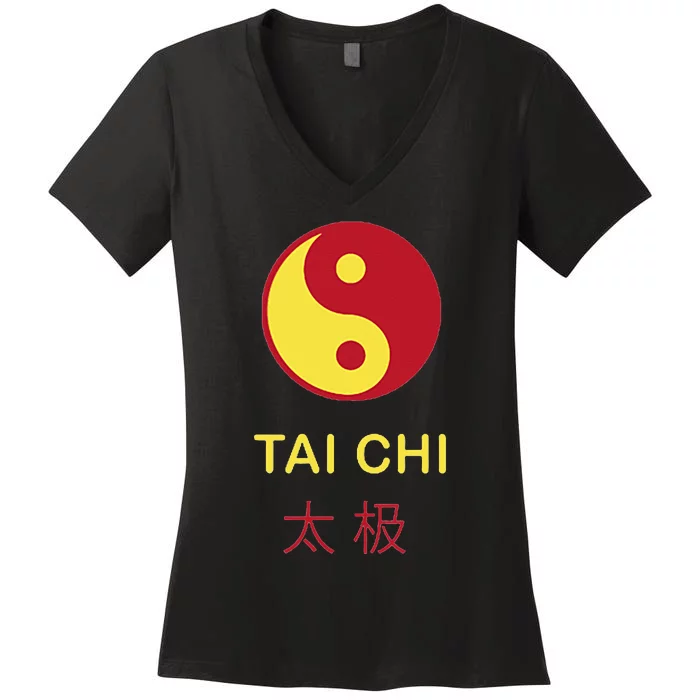 Tai Chi Yin Yang Women's V-Neck T-Shirt