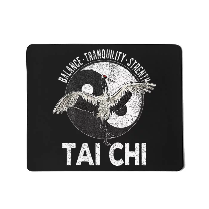 Tai Chi Yin Yang Crane Chinese Martial Arts Retro Vintage Mousepad